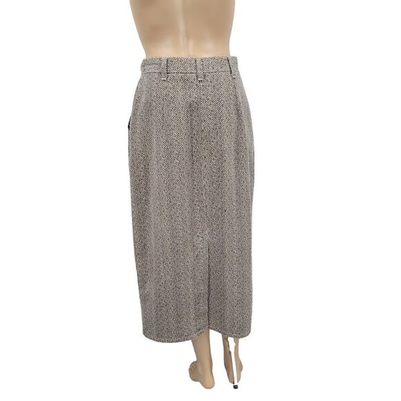 Vivaldi Jeanswear Vintage Classic Brown Herringbone Denim Midi Skirt 80s - Picture 3 of 13